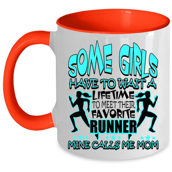 I Love Runner Coffee Mug, My Favorite Runner Calls Me Mom Accent Mug