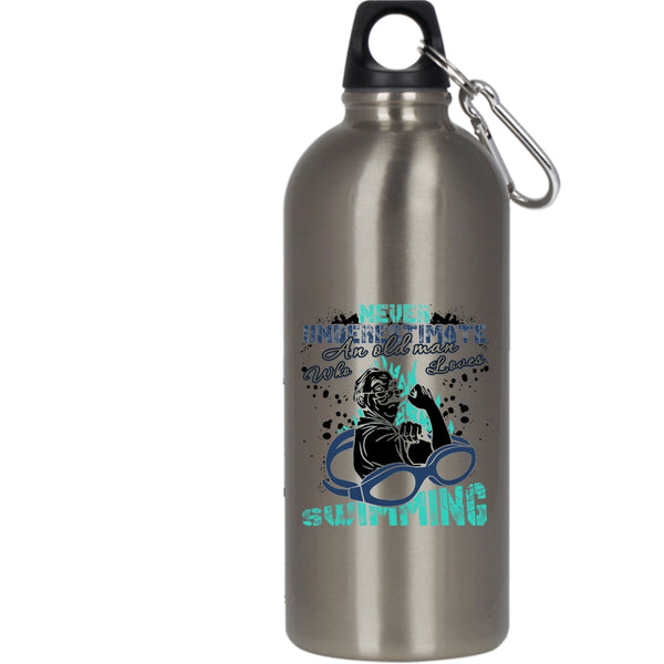 An Old Man Loves Swimming 20 oz Stainless Steel Bottle,Awesome Grandpa Outdoor Sports Water Bottle
