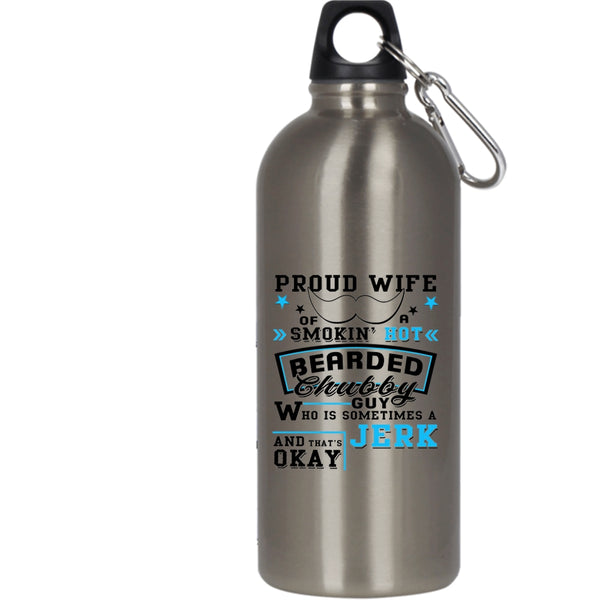 Proud Wife Of A Bearded Chubby Guy 20 oz Stainless Steel Bottle,Funny Bearded Chubby Guy Outdoor Sports Water Bottle