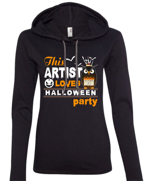 This Artist Loves Halloween Party T Shirt, I Love You Pumpkin T Shirt (Anvil Ladies Ringspun Hooded)