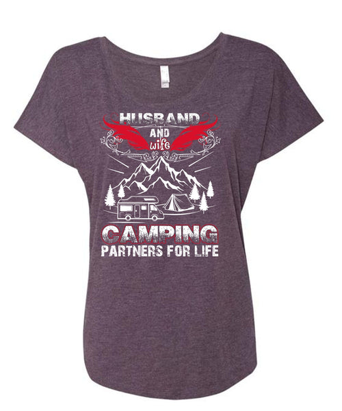 Husband And Wife Camping Partners For Life T Shirt, Being A Husband T Shirt, Cool Shirt (Ladies' Triblend Dolman Sleeve)