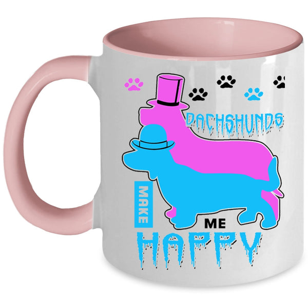 Gift For Dog Lover Coffee Mug, Dachshunds Make Me Happy Accent Mug