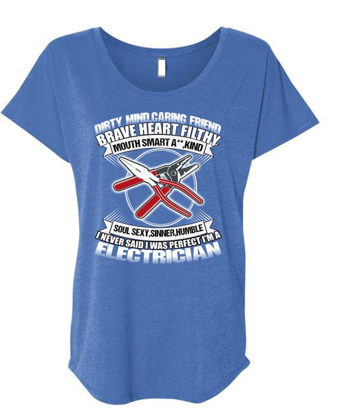 I'm An Electrician T Shirt, I Love Electrician T Shirt, Cool Shirt (Ladies' Triblend Dolman Sleeve)