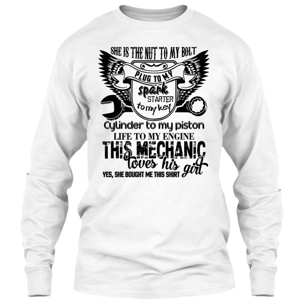 She Is The Nut To My Bolt T Shirt, Coolest Mechanic Husband T Shirt