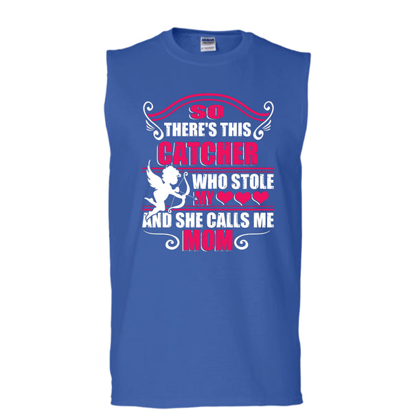 There’s This Catcher T Shirt, She Calls Me Mom T Shirt, Cool T Shirt (Men's Cotton Sleeveless)