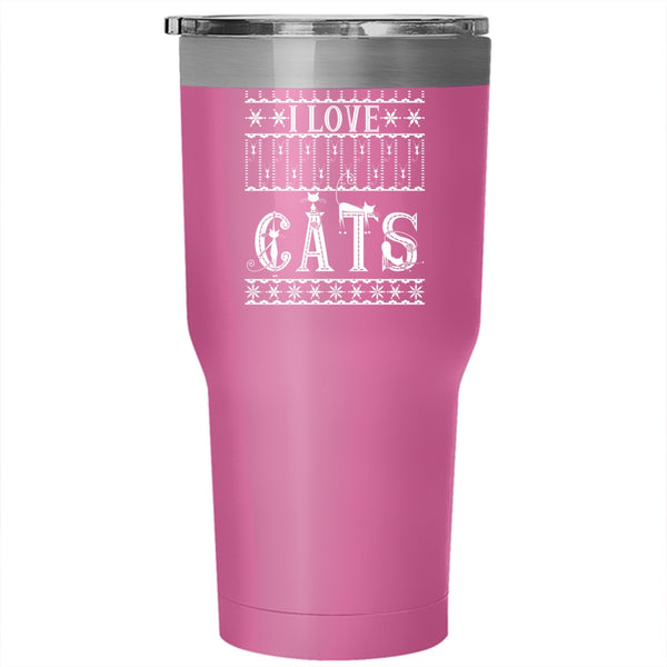 I Love Cats Tumbler 30 oz Stainless Steel, Christmas Gift For Cat Lover Travel Mug