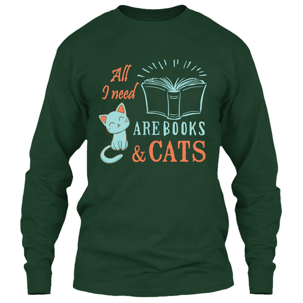 All I Need Are Books & Cats T Shirt, I Love My Cat T Shirt