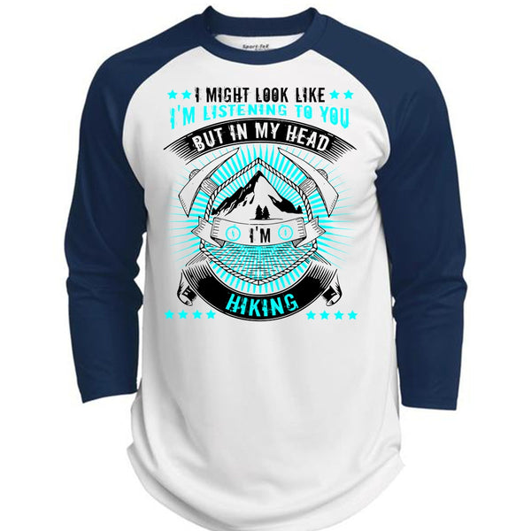 In My Head I'm Hiking T Shirt, I Love Hiking T Shirt, Awesome T-Shirts  (Polyester Game Baseball Jersey)