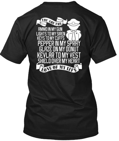 A black t-shirt with the shopify logo