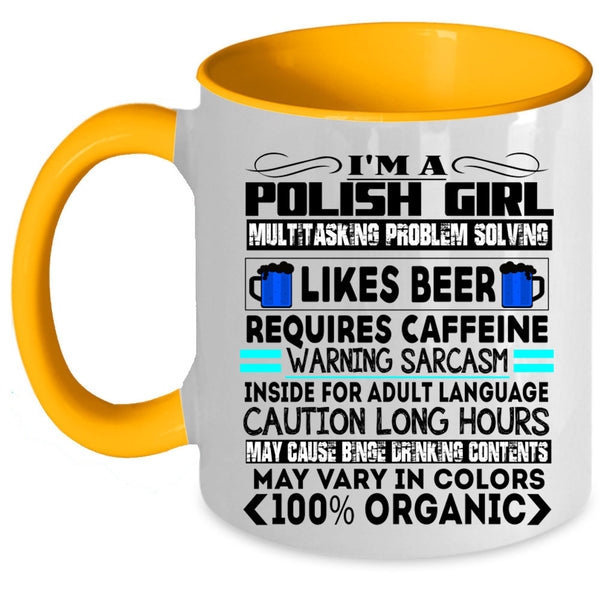 Likes Beer Coffee Mug, I'm A Polish Girl Accent Mug