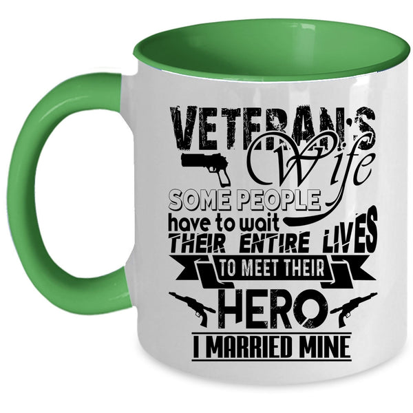 Cool Just Married Coffee Mug, Veteran's Wife Accent Mug
