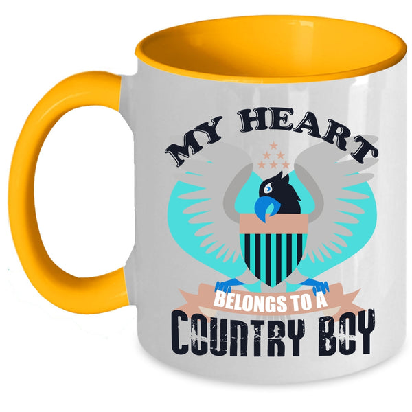 Cool Couple Coffee Mug, My Heart Belongs To A Country Boy Accent Mug
