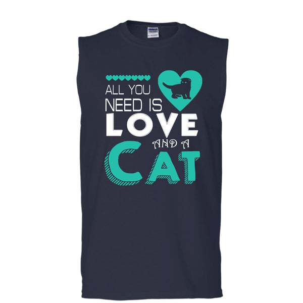 All You Need Is Love And A Cat Shirt, I Love My Cat Shirt (Men's Cotton Sleeveless)