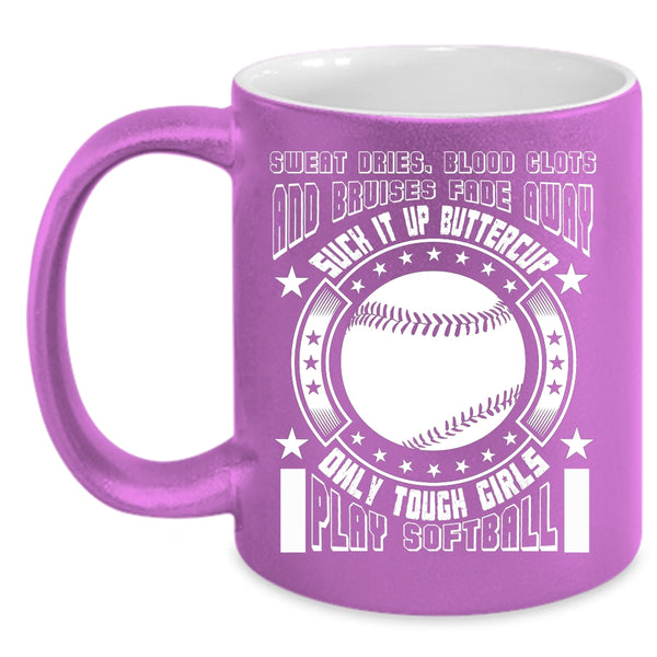 Only Touch Girls Play Softball Coffee Mug, Awesome Girls Coffee Cup