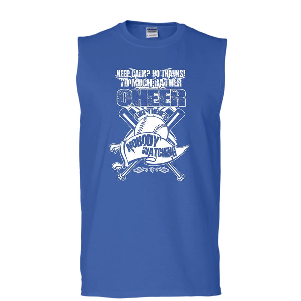 I'd Much Rather Cheer T Shirt, I'm A Baseball Player Tank Top (Men's Cotton Sleeveless)