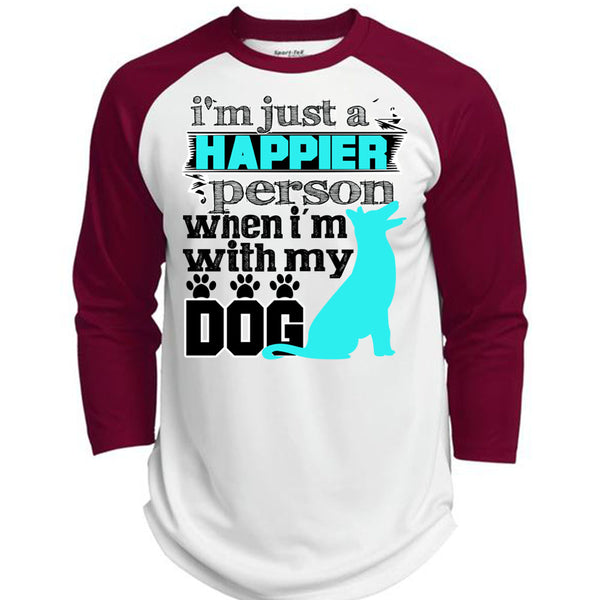 I'm Just A Happier Person T Shirt, I Love My Dog T Shirt, Awesome T-Shirts  (Polyester Game Baseball Jersey)