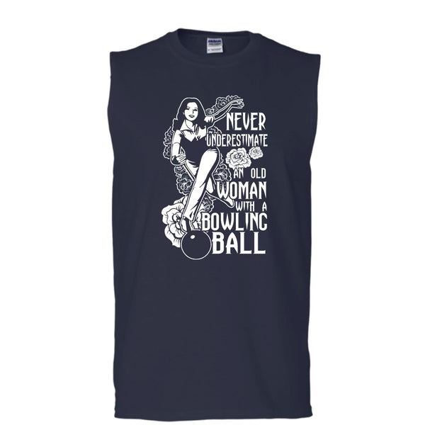 Neve Underestimate T Shirt, An Old Man With A Bowling Ball T Shirt, Cool T Shirt (Men's Cotton Sleeveless)