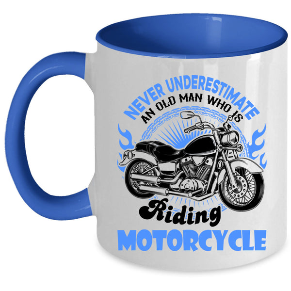 Cool Grandpa Coffee Mug, An Old Man Is Riding Motorcycle Accent Mug