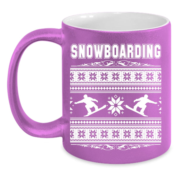 Snowboarding Coffee Mug, Merry Little Christmas Coffee Cup