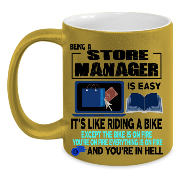 It's Like Riding A Bike Coffee Mug, Being A Store Manager Accent Mug