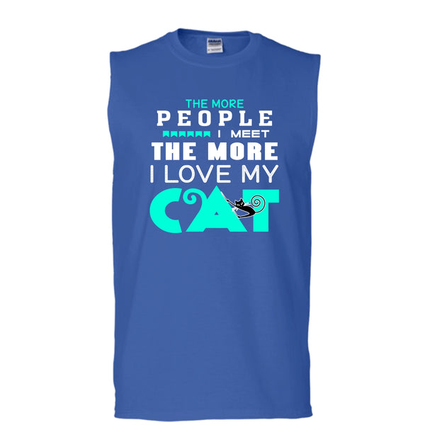 The More People I Meet The More I Love Cat Shirt, Cool Cat Shirt (Men's Cotton Sleeveless)