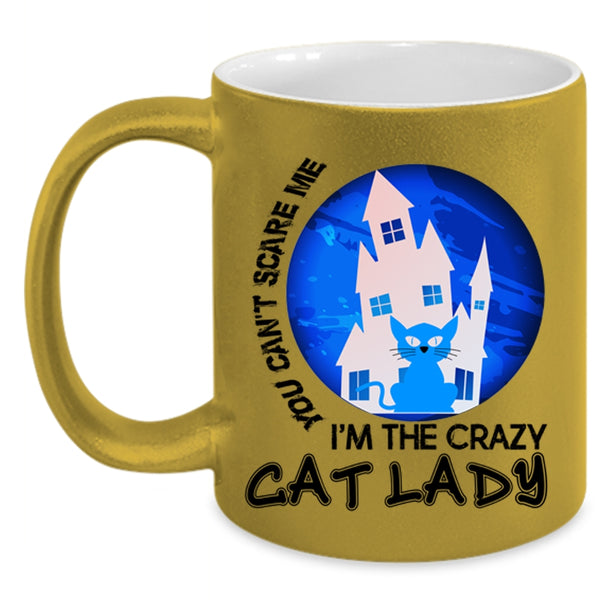 Cool Halloween Coffee Mug, I'm The Crazy Cat Lady Accent Mug
