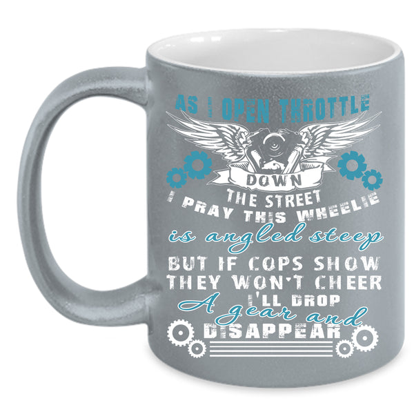 I Pray This Wheelie Is Angled Steep Coffee Mug, Cool Motorcycles Coffee Cup