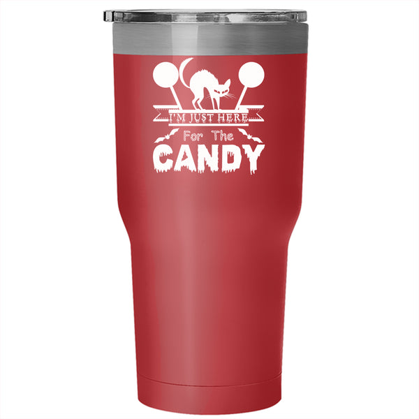 I'm Just Here For The Candy Tumbler 30 oz Stainless Steel, Cute Cats Travel Mug