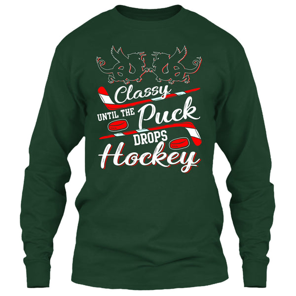 Classy Until The Puck Drops Hockey T Shirt, Merry Christmas T Shirt
