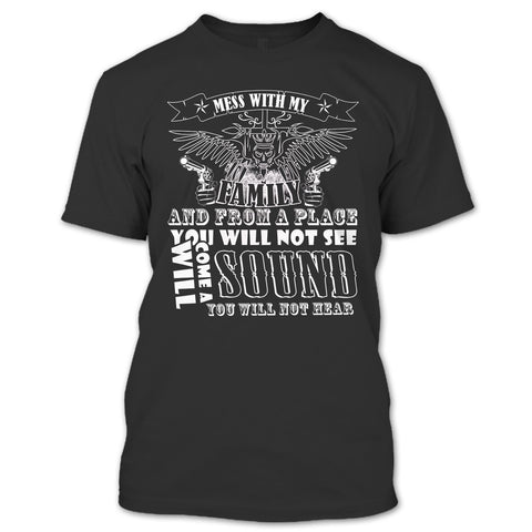 A black t-shirt with the shopify logo