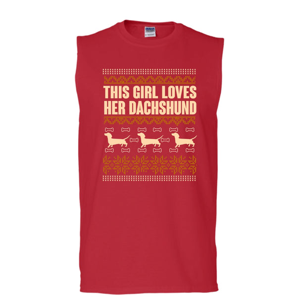 This Girl Loves Her Dachshund T Shirt, Coolest Dachshund Lover Tank Top (Men's Cotton Sleeveless)