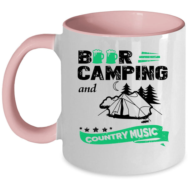 Funny Camping Coffee Mug, Beer Camping And Country Music Accent Mug