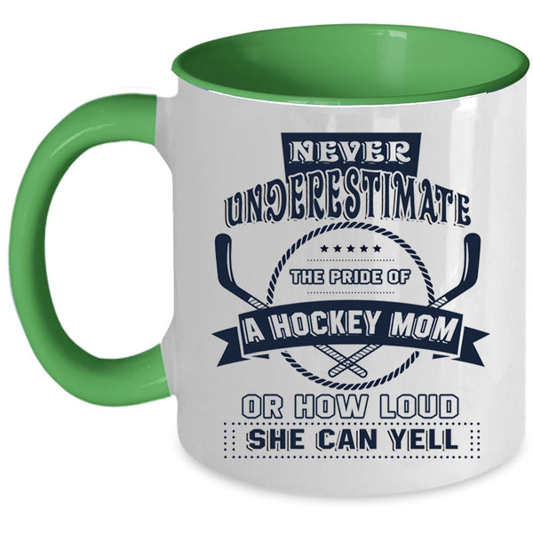 Awesome Hockey Mom Coffee Mug, The Pride Of A Hockey Mom Accent Mug