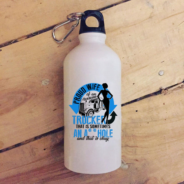 Proud Wife Of An Awesome Trucker 20 oz Stainless Steel Bottle,Cool Trucker's Wifre Outdoor Sports Water Bottle