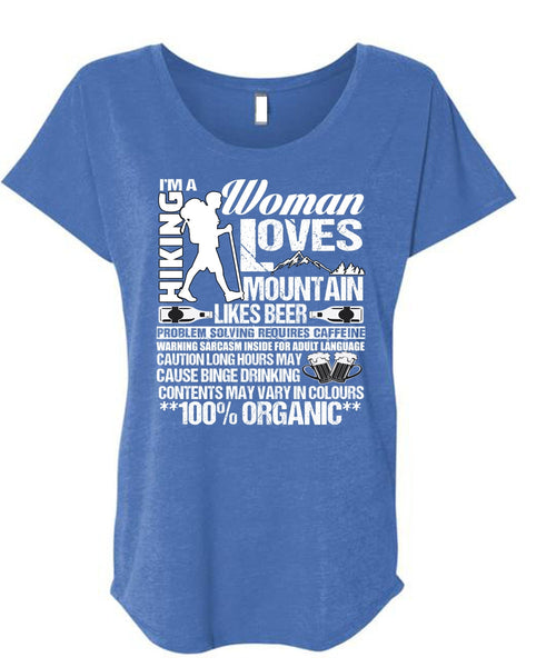 I'm A Hiking T Shirt, Woman Loves Mountain T Shirt, Cool Shirt (Ladies' Triblend Dolman Sleeve)