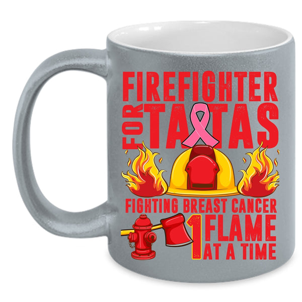 Firefighter For Tatas Fighting Breast Coffee Mug, Cute Firefighters Coffee Cup