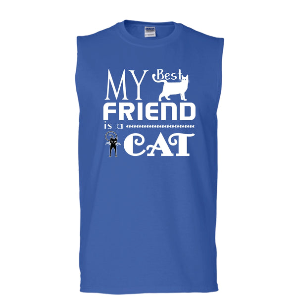 My Best Friend Is A Cat Shirt, I Love My Cat Shirt (Men's Cotton Sleeveless)
