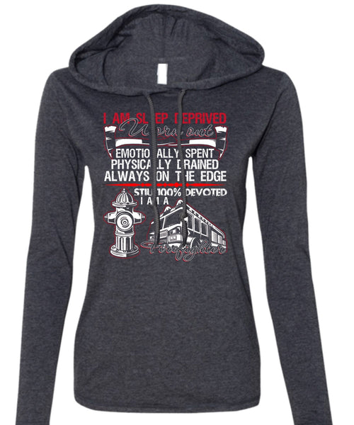 I Am A Firefighter's Son T Shirt, Daddy's Little Boy T Shirt (Anvil Ladies Ringspun Hooded)