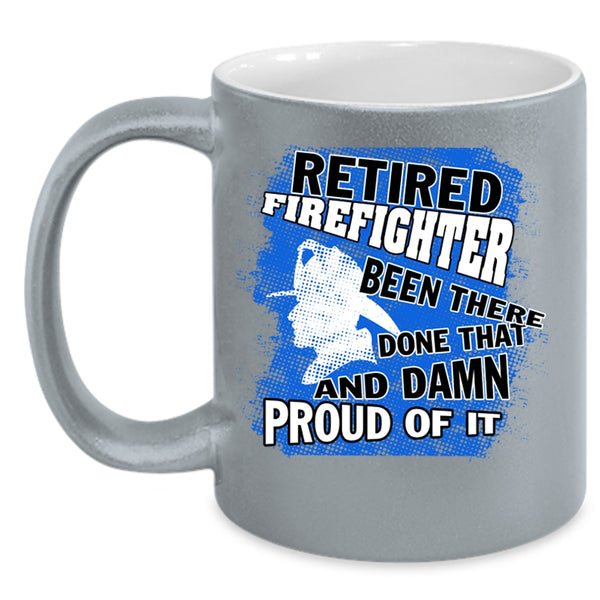 Cool Gift For Grandpa Coffee Mug, Retired Firefighter Accent Mug