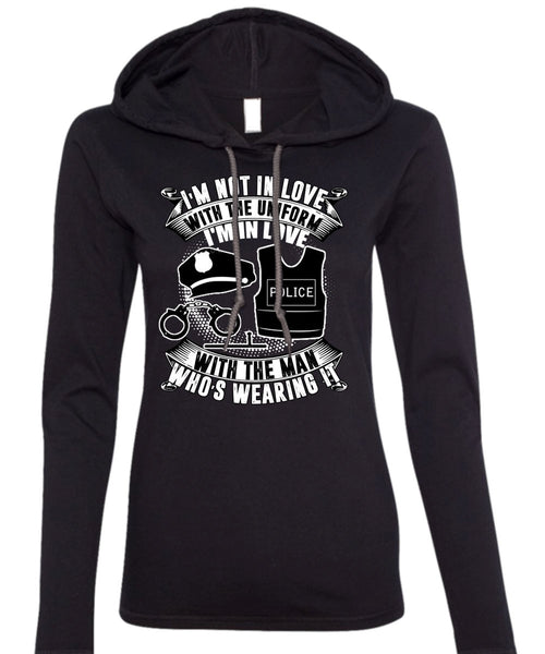 I'm In Love Police With The Man T Shirt, I'm Not In Love T Shirt (Anvil Ladies Ringspun Hooded)