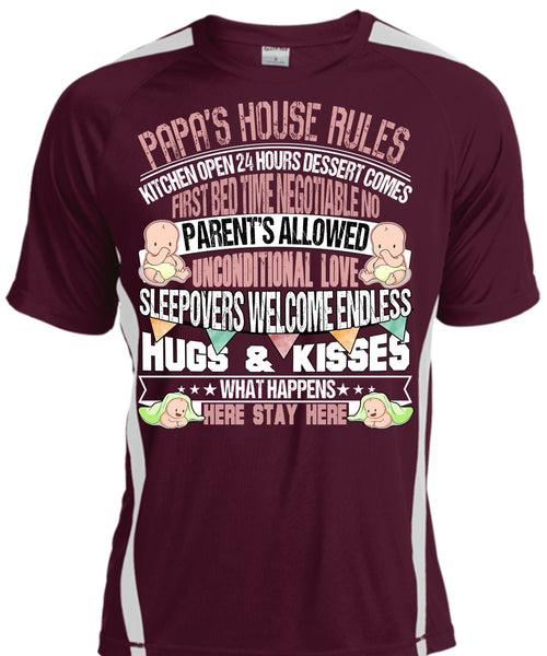 Papa's House Rules T Shirt, Hugs And Kisses T Shirt, Cool Shirt