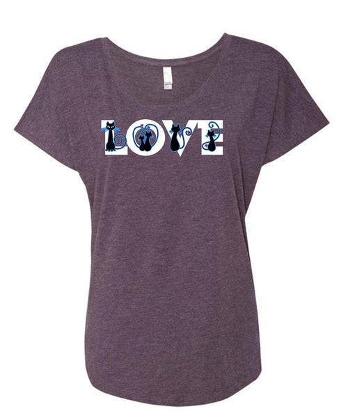 I Love Cat T Shirt, My Pets T Shirt, All I Need A Cat T Shirt (Ladies' Triblend Dolman Sleeve)