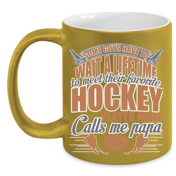 Mine Calls Me Papa Coffee Mug, Favorite Hockey Player Accent Mug