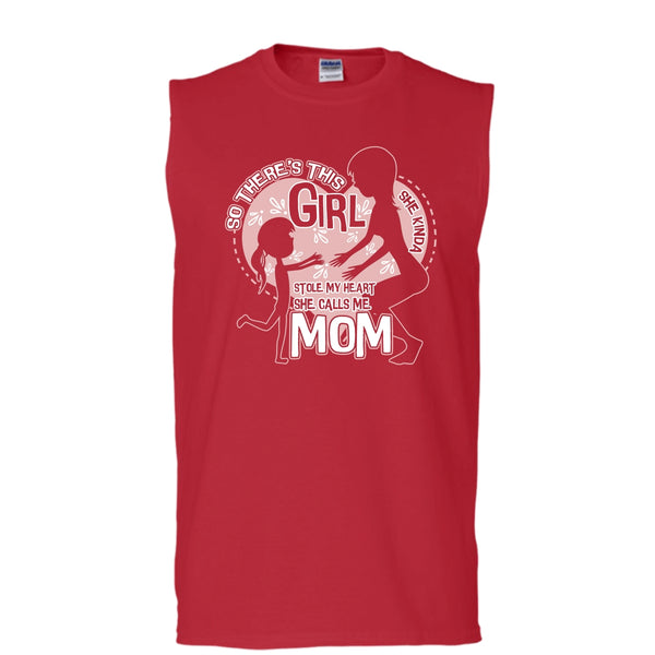 She Kinda Stole My Heart T Shirt, He Calls Me Mom Tank Top (Men's Cotton Sleeveless)
