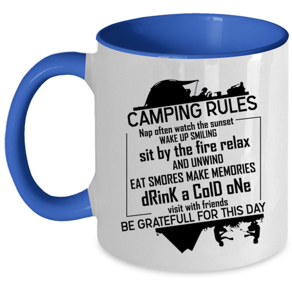 Funny Gift For Camper Coffee Mug, Camping Rules Accent Mug