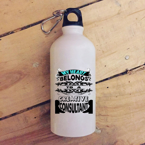 My Heart Belongs To A Creative Consultant 20 oz Stainless Steel Bottle,Cool Couple Outdoor Sports Water Bottle