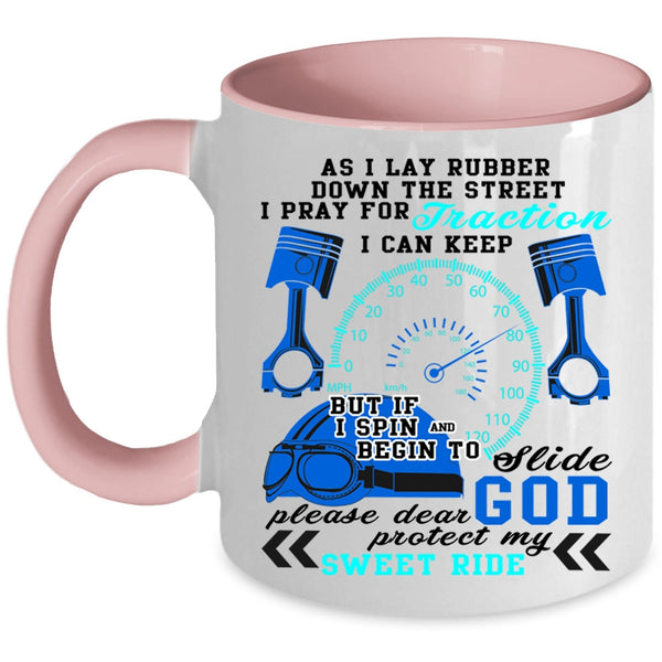 Funny Gift For Trucker Coffee Mug, I Pray For Traction Accent Mug
