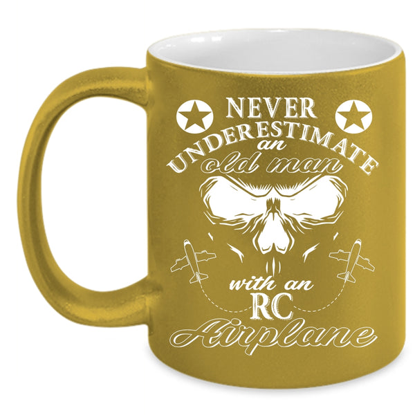 An Old Man With An RC Airplane Coffee Mug, Cool Grandpas Coffee Cup