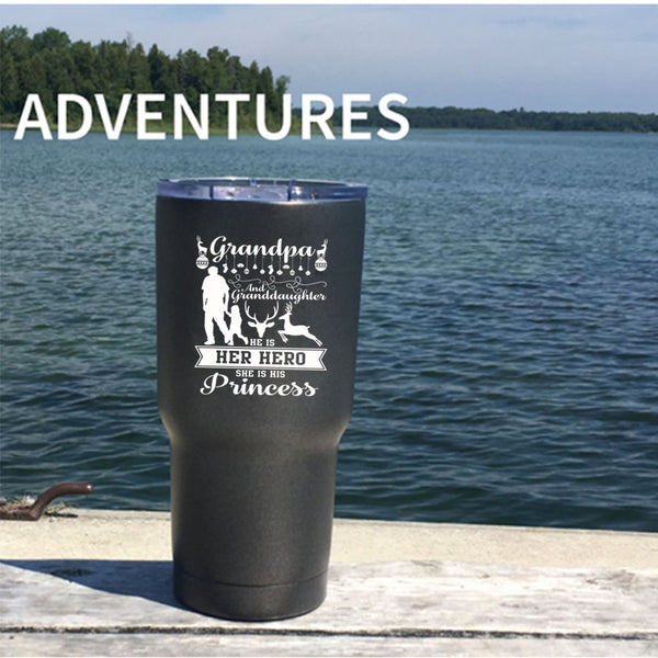 Grandpa And Granddaughter Tumbler 30 oz Stainless Steel, Cute Christmas Travel Mug