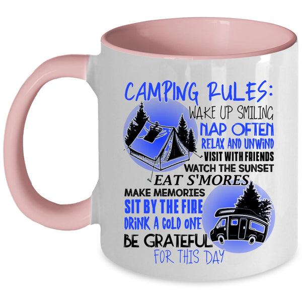 Be Gratful For This Day Coffee Mug, Camping Rules Accent Mug